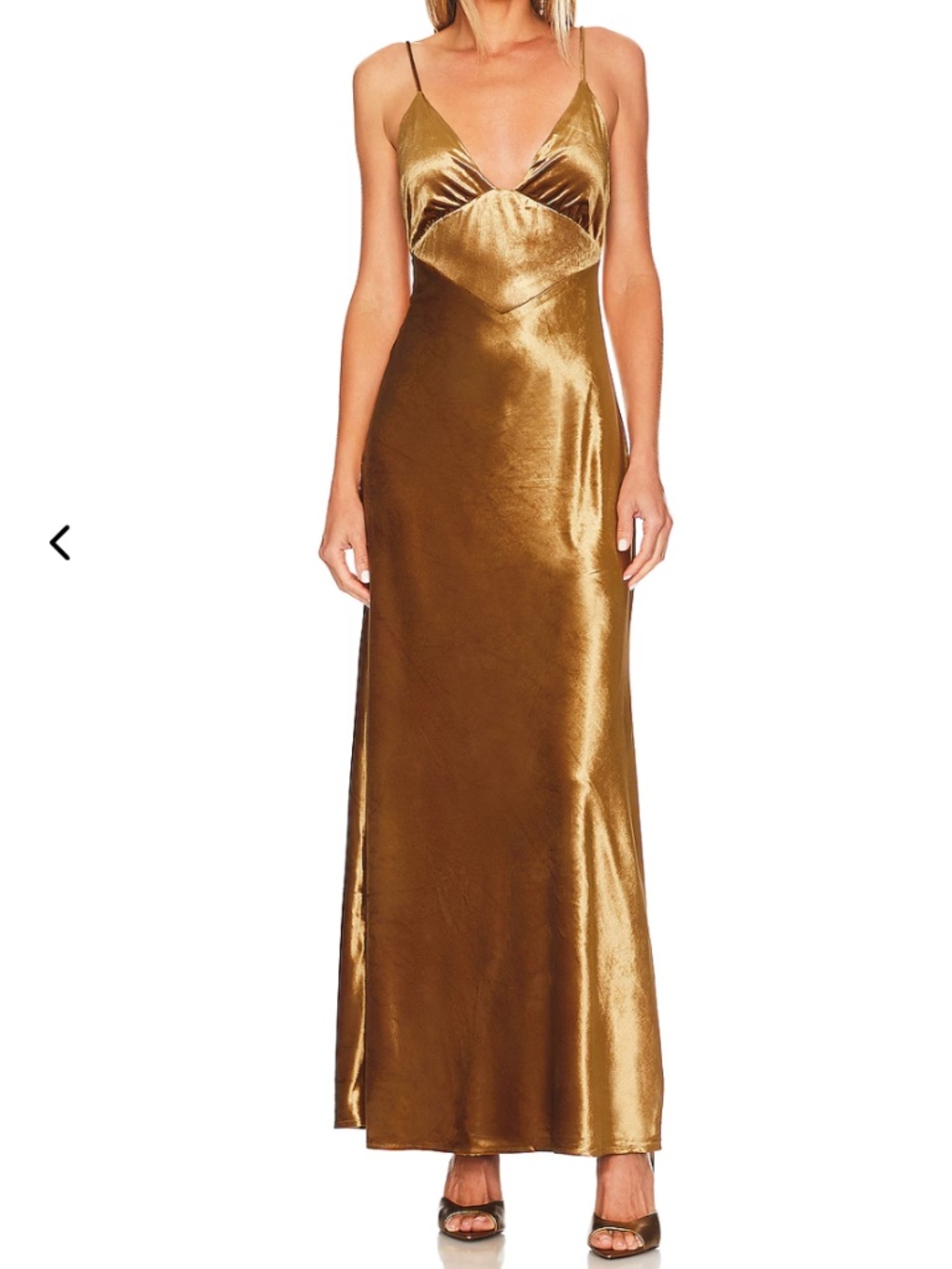 Bardot Capri Velour Slip Cocktail Dress in Marigold Gold Velvet Maxi Size XS